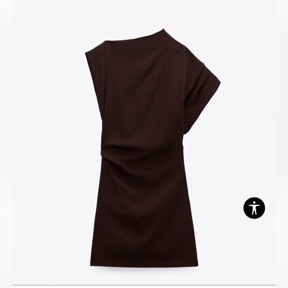 Zara Brown draped, asymmetric mini  dress - Picture 3 of 5